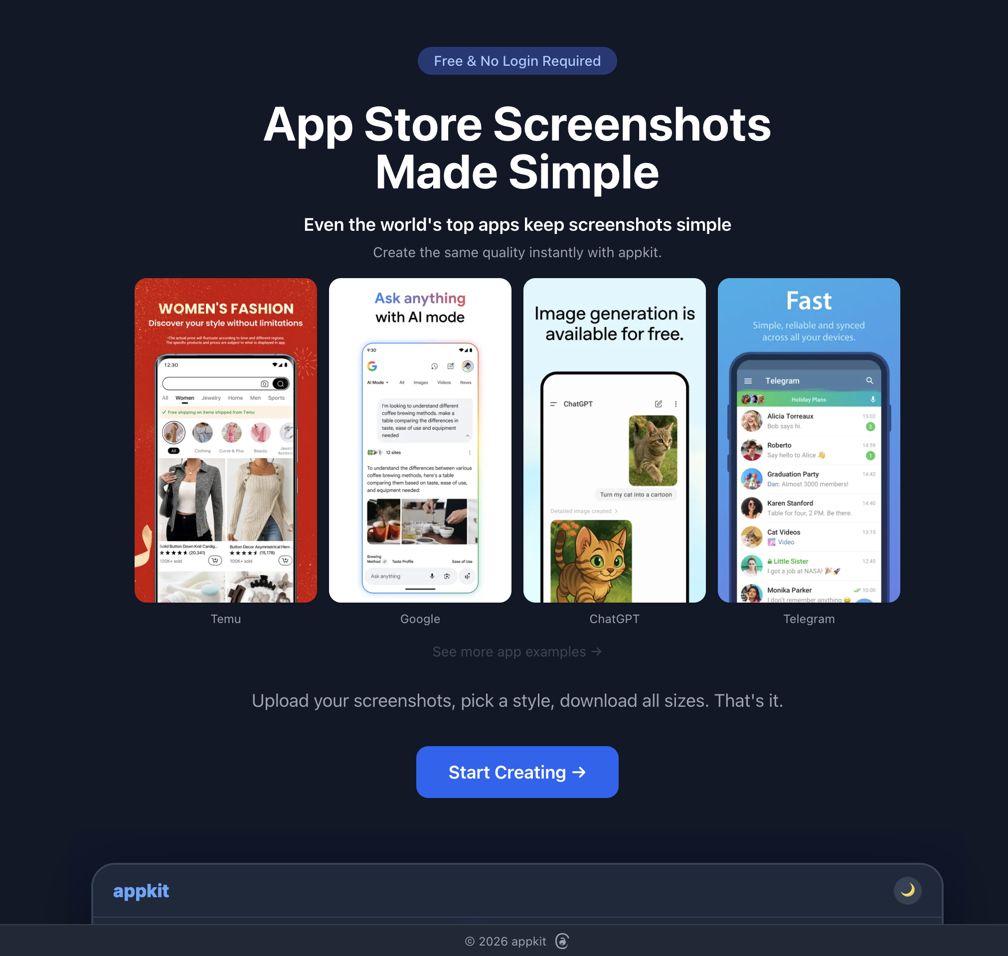 appkit landing page after - real app screenshot examples applied